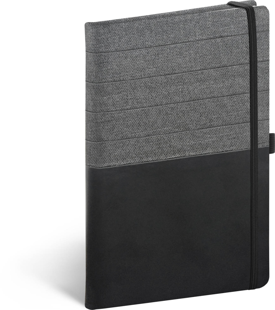 Notes Skiver černošedý, linkovaný, 13 × 21 cm