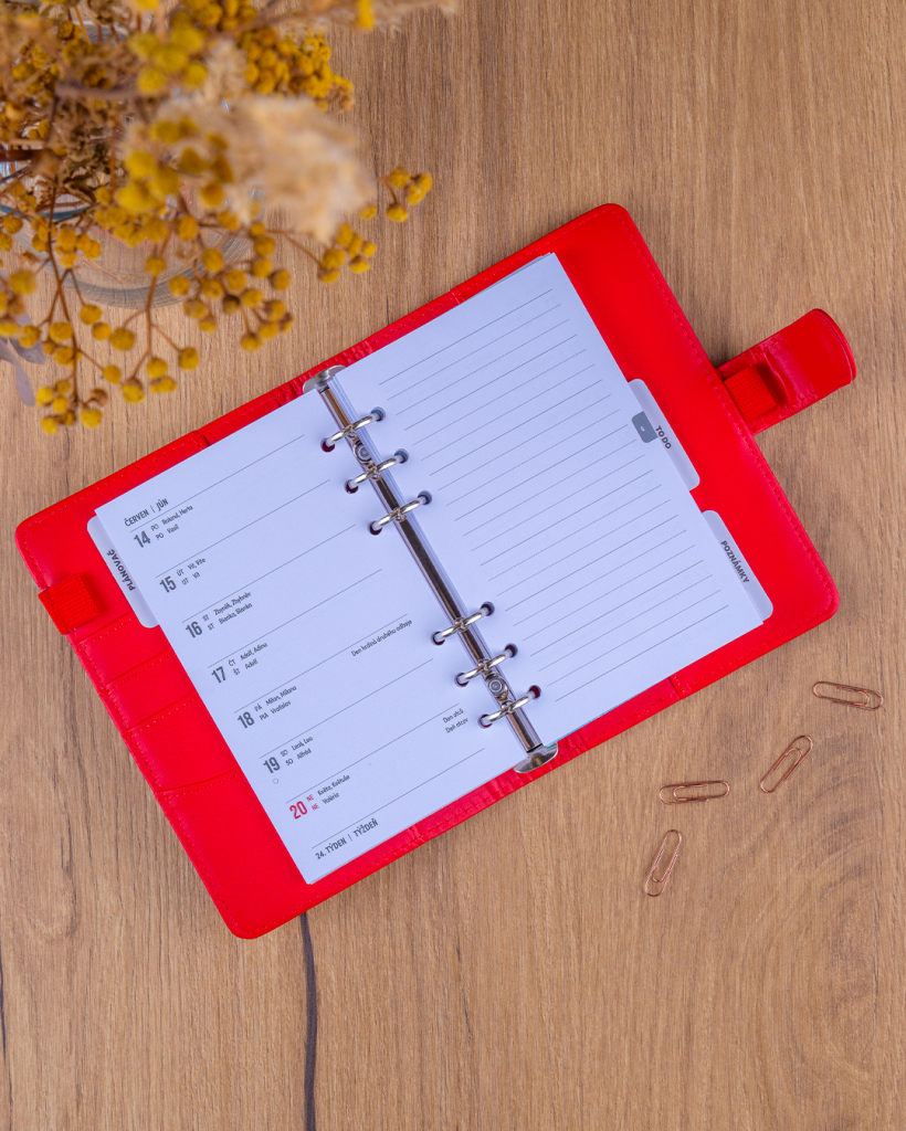 NOTIQUE Refill – Weekly Ring Bound Planner 2027, bright red, 12,5 x 19 cm