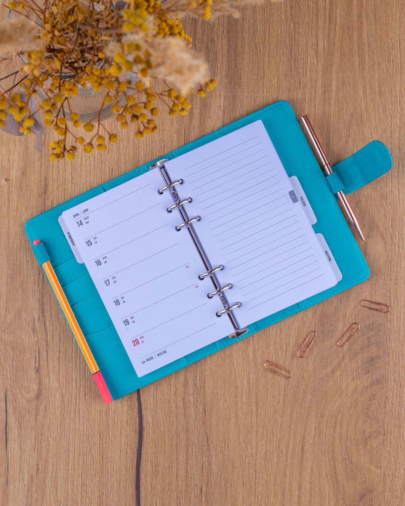 NOTIQUE Refill – Weekly Ring Bound Planner 2027, turquoise, 12,5 x 19 cm