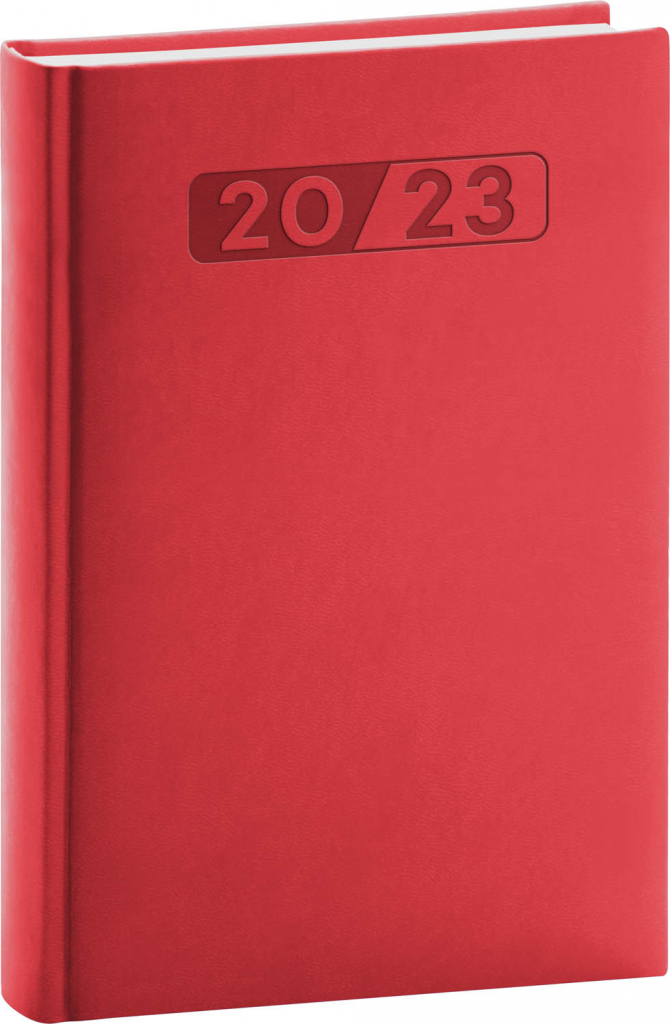 Denní diář Aprint 2023, červený, 15 × 21 cm
