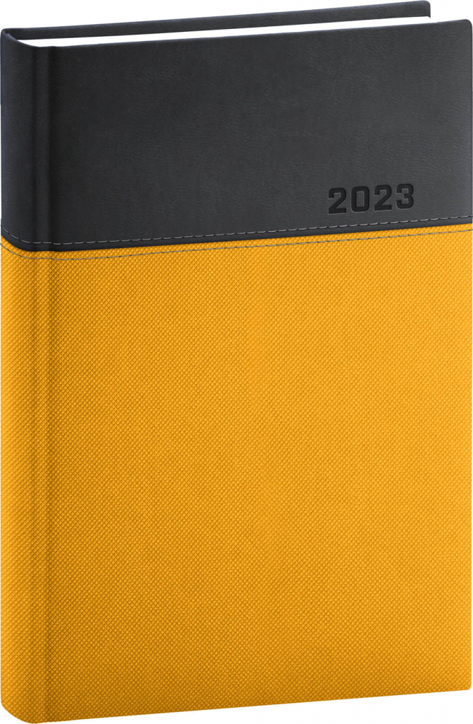 Denní diář Dado 2023, žlutočerný, 15 × 21 cm