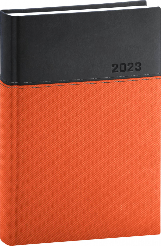 Denní diář Dado 2023, oranžovočerný, 15 × 21 cm