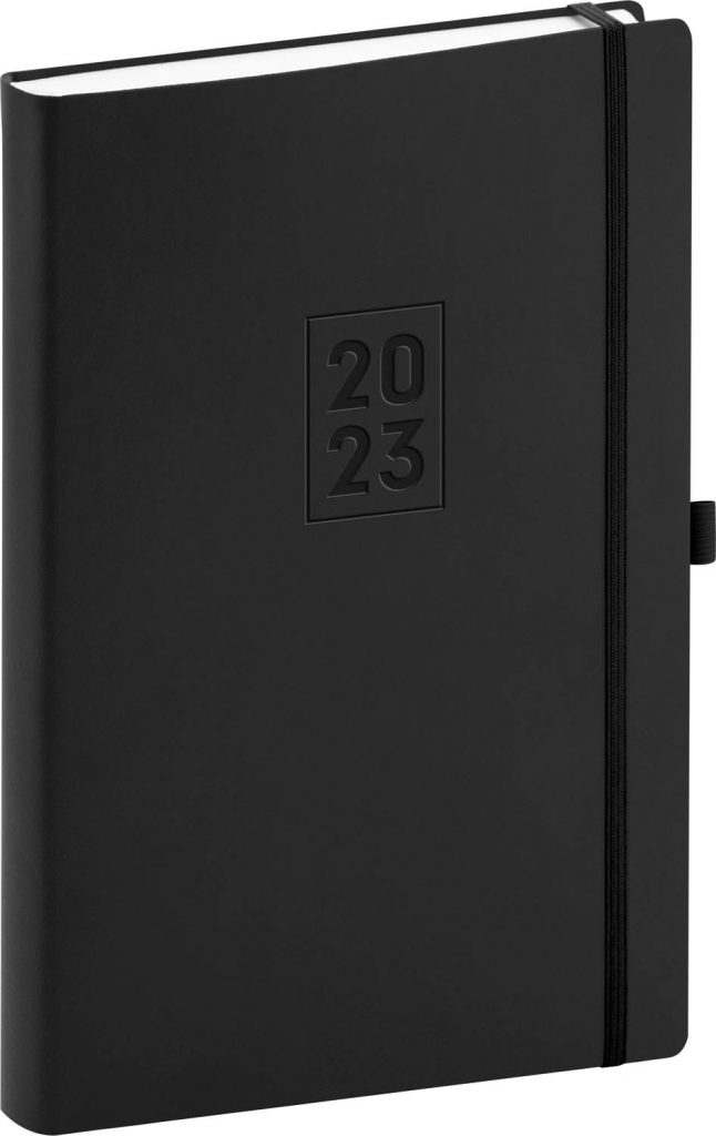 Denní diář Nox 2023, černý / černý, 15 × 21 cm