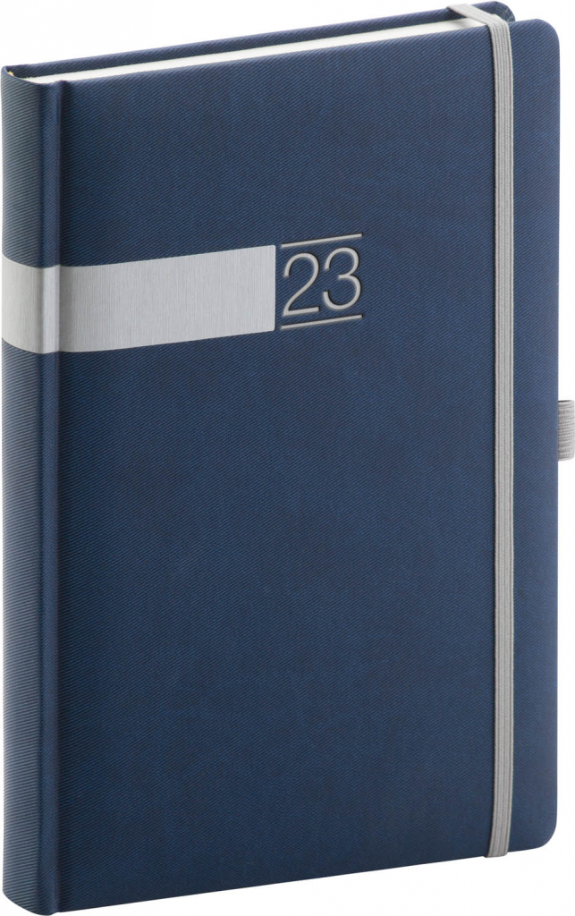 Denní diář Twill 2023, modrostříbrný, 15 × 21 cm