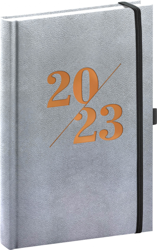Denní diář Vivella Fun 2023, stříbrný, 15 × 21 cm