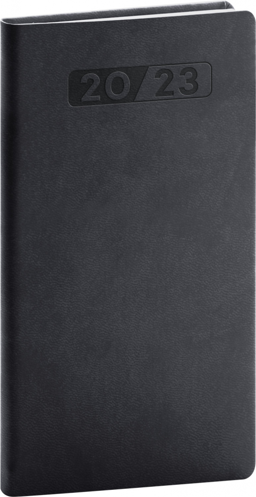 Kapesní diář Aprint 2023, černý, 9 × 15,5 cm