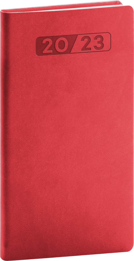 Kapesní diář Aprint 2023, červený, 9 × 15,5 cm