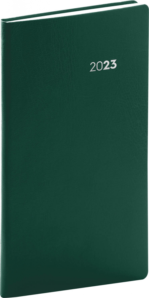 Kapesní diář Balacron 2023, zelený, 9 × 15,5 cm