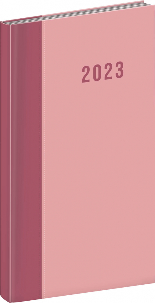 Kapesní diář Cambio 2023, růžový, 9 × 15,5 cm