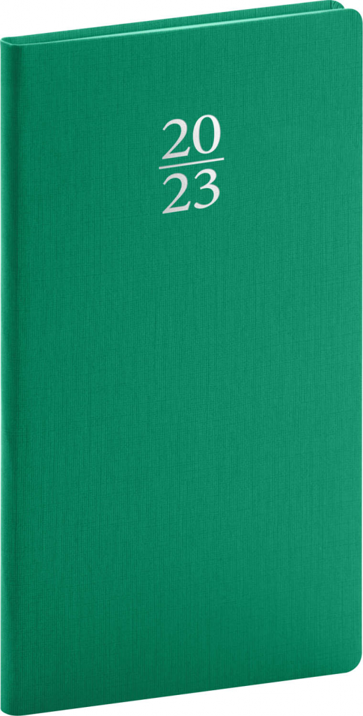 Kapesní diář Capys 2023, zelený, 9 × 15,5 cm