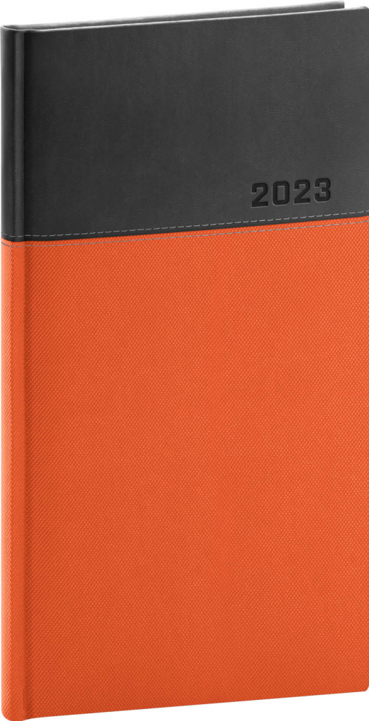 Kapesní diář Dado 2023, oranžovočerný, 9 × 15,5 cm