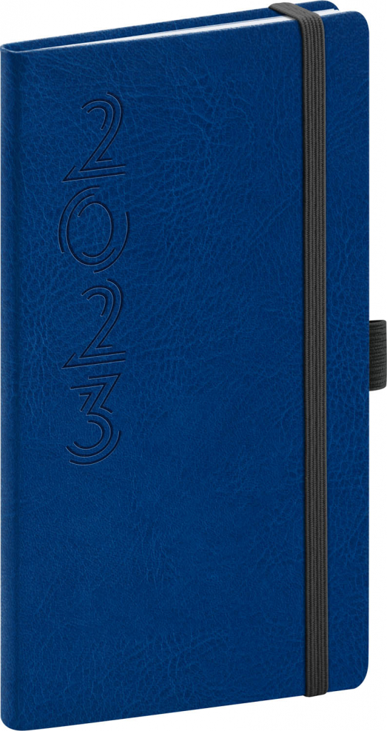 Kapesní diář Memory 2023, modrý, 9 × 15,5 cm