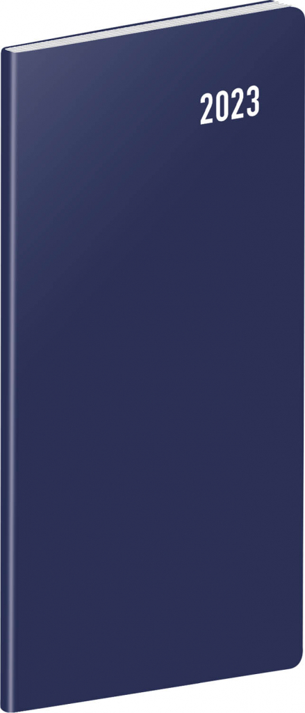 Kapesní diář Modrý 2023, plánovací měsíční, 8 × 18 cm
