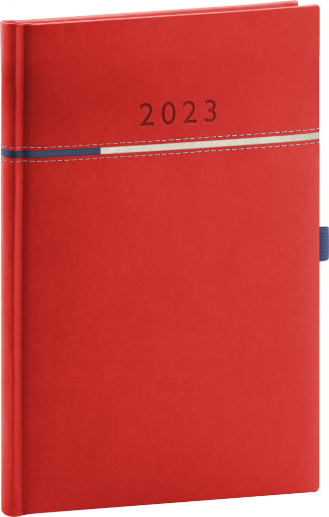Týdenní diář Tomy 2023, červenomodrý, 15 × 21 cm