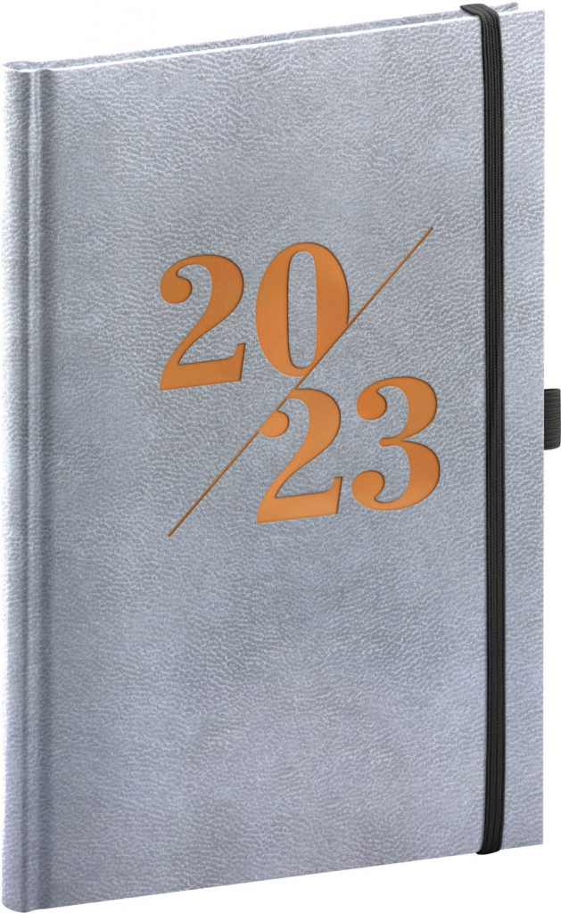 Týdenní diář Vivella Fun 2023, stříbrný, 15 × 21 cm