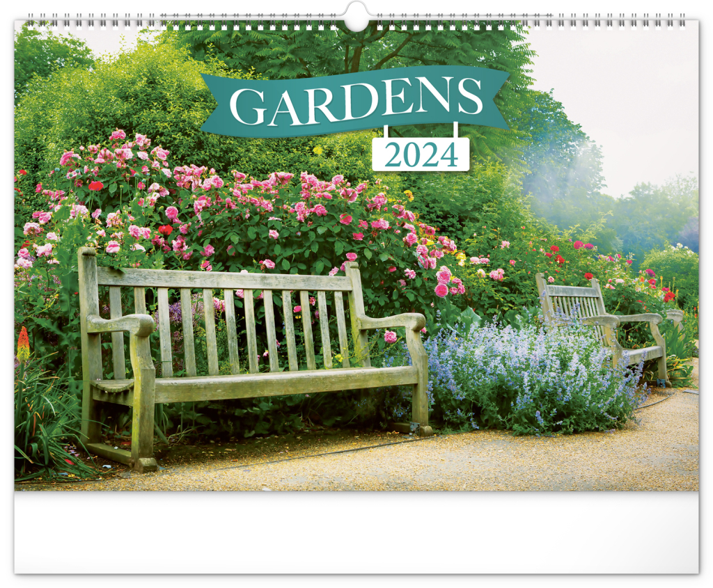 Nástěnný kalendář Zahrady 2024, 48 × 33 cm