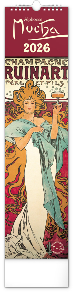 ALFONS MUCHA 2026 KALENDÁŘ NÁSTĚNNÝ ÚZKÝ 12X48