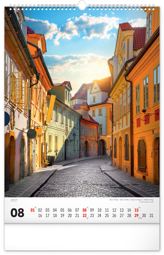 NOTIQUE Nástěnný kalendář Praha 2027, 33 x 46 cm