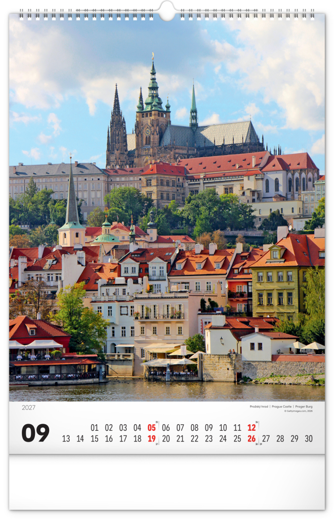 NOTIQUE Nástěnný kalendář Praha 2027, 33 x 46 cm