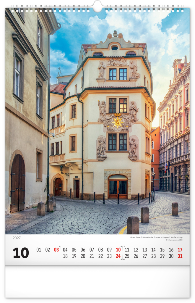 NOTIQUE Nástěnný kalendář Praha 2027, 33 x 46 cm