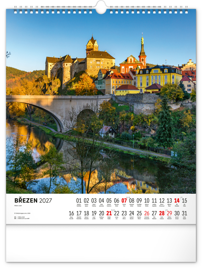 NOTIQUE Nástěnný kalendář Česká republika 2027, 30 x 34 cm