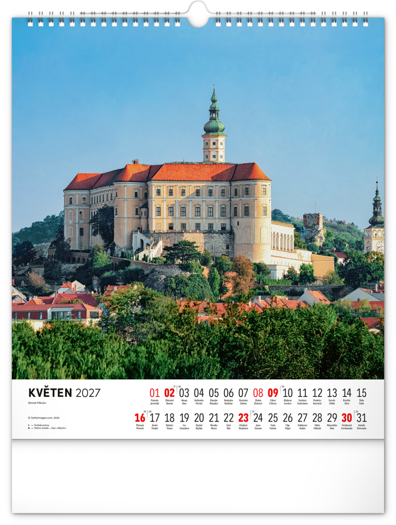 NOTIQUE Nástěnný kalendář Česká republika 2027, 30 x 34 cm
