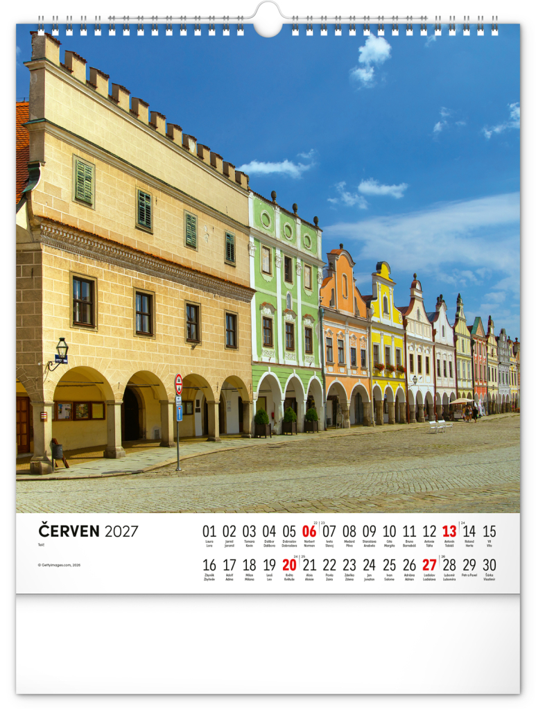 NOTIQUE Nástěnný kalendář Česká republika 2027, 30 x 34 cm