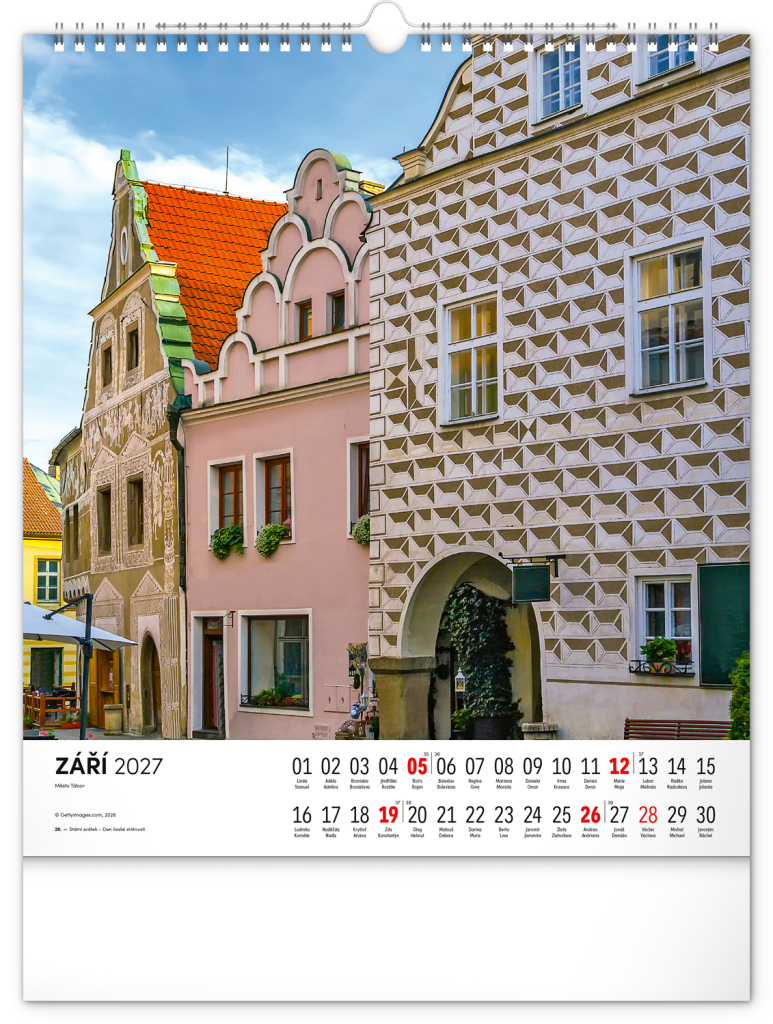NOTIQUE Nástěnný kalendář Česká republika 2027, 30 x 34 cm