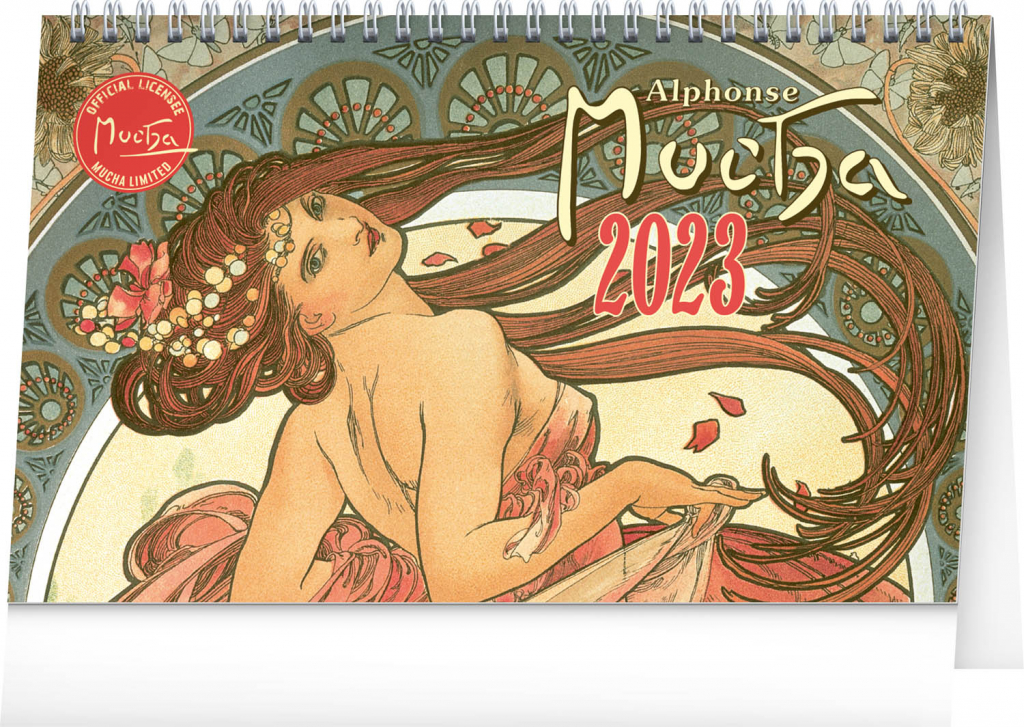 Stolní kalendář Alfons Mucha 2023, 23,1 × 14,5 cm