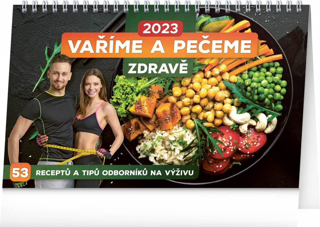 Stolní kalendář Vaříme a pečeme zdravě 2023, 23,1 × 14,5 cm