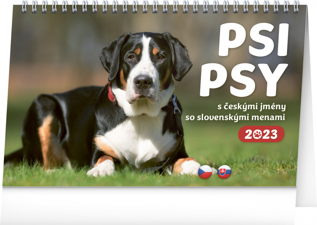 Stolní kalendář Psi – Psy CZ/SK 2023, 23,1 × 14,5 cm